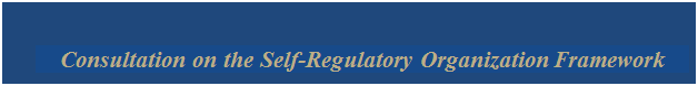 Zone de Texte:  	Consultation on the Self-Regulatory Organization Framework	
