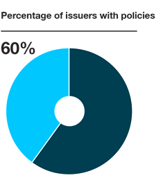 Infographic of the percentage of issuers with a policy relating to the identification and nomination of women directors.